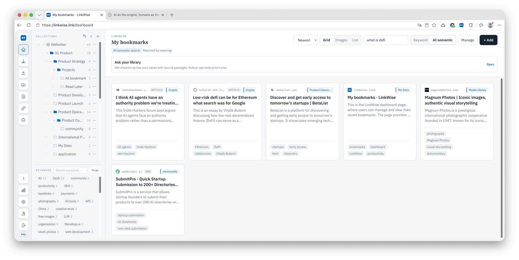 Find related saves by meaning